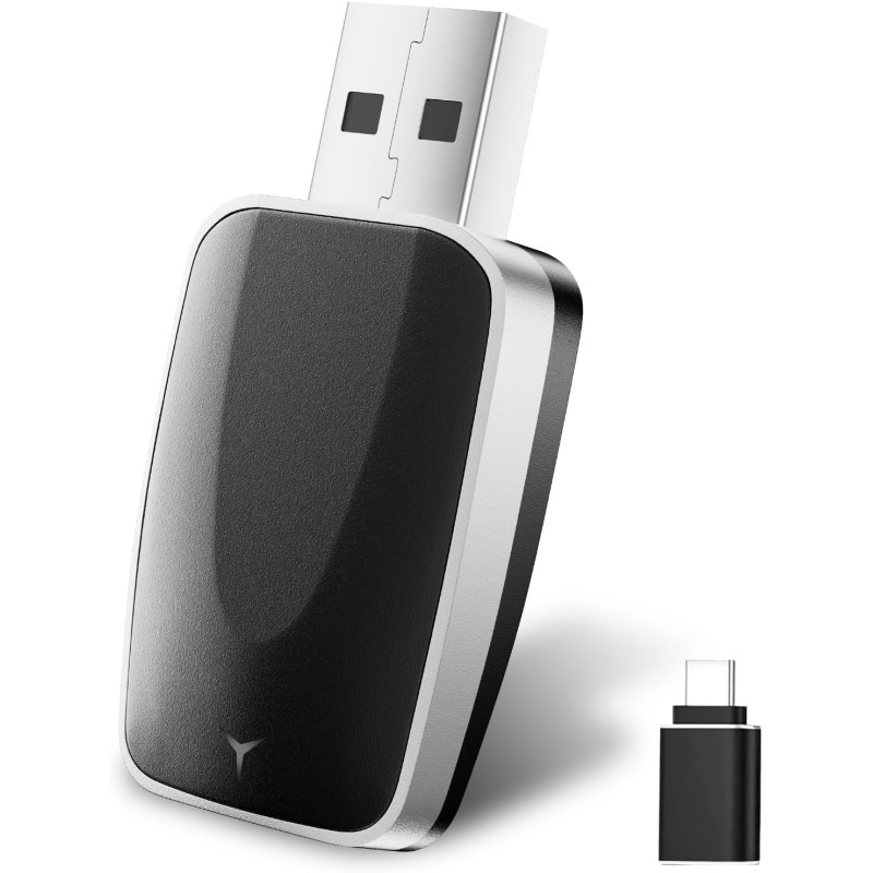 2026 adaptateur sans fil carplay & android auto 2-en-1, adaptateur android auto wifi 2,4+5,0 ghz, connexion bleutooth 5.2 stable