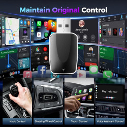 2026 adaptateur sans fil carplay & android auto 2-en-1, adaptateur android auto wifi 2,4+5,0 ghz, connexion bleutooth 5.2 stable
