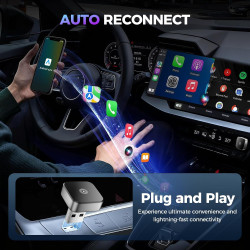 2026 adaptateur sans fil carplay & android auto 2-en-1, adaptateur android auto wifi 2,4+5,0 ghz, connexion bleutooth 5.0 stable