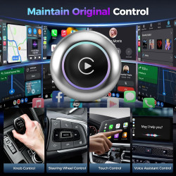 2026 adaptateur de voiture sans fil carplay & android 2 en 1, 2,4 + 5,0 ghz wifi6 android, plug and play, connexion stable bleut