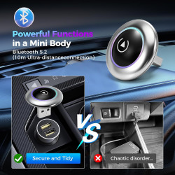 2026 adaptateur de voiture sans fil carplay & android 2 en 1, 2,4 + 5,0 ghz wifi6 android, plug and play, connexion stable bleut