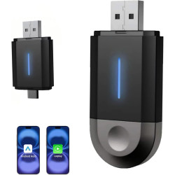 Carplay Adaptateur sans Fil, CarPlay sans Fil 2 en 1 pour CarPlay/Android Auto, Cle Car Play Connectivité Rapide et Stable, Plug