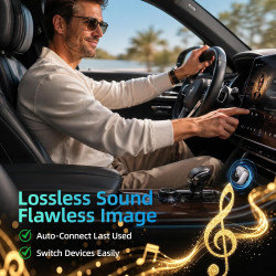 Adaptateur Audio sans Fil CarPlay & Android Auto 2-en-1, USB/Type-C,Plug-and-Play, Connexion Rapide et Stable, Adaptateur sans F