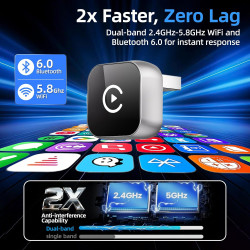 Adaptateur Audio sans Fil CarPlay & Android Auto 2-en-1, USB/Type-C,Plug-and-Play, Connexion Rapide et Stable, Adaptateur sans F