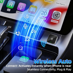 OVVOFPP 2026 Adaptateur CarPlay sans Fil Puce quadricœur 5G sans Latence Filaire-sans Fil prêt à l'emploi,Connexion Rapide et St