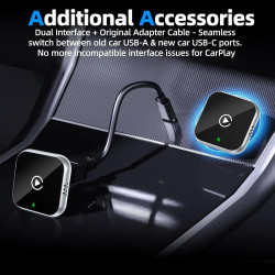 OVVOFPP 2026 Adaptateur CarPlay sans Fil Puce quadricœur 5G sans Latence Filaire-sans Fil prêt à l'emploi,Connexion Rapide et St