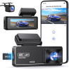 CHORTAU Dashcam Voiture Avant Arrière, 4K+1080P Camera Embarquée Voiture, WiFi Dashcam Carte 64Go Gratuite, IPS 2,99" Camera Voi