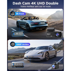 CHORTAU Dashcam Voiture Avant Arrière, 4K+1080P Camera Embarquée Voiture, WiFi Dashcam Carte 64Go Gratuite, IPS 2,99" Camera Voi