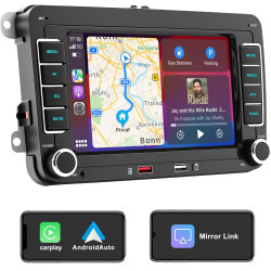 Autoradio pour vw passat golf polo caddy eos touran tiguan jetta seat skoda, radio vw avec carplay & android auto sans fil, écra