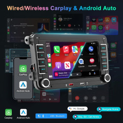 Autoradio pour vw passat golf polo caddy eos touran tiguan jetta seat skoda, radio vw avec carplay & android auto sans fil, écra