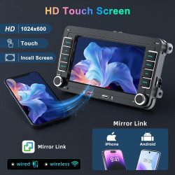Autoradio pour vw passat golf polo caddy eos touran tiguan jetta seat skoda, radio vw avec carplay & android auto sans fil, écra