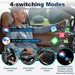 Adaptateur pour carplay et android auto sans fil 2 en 1, plug & play | reconnexion automatique, wifi 2,4+5,0 ghz bleutooth 5.0, 