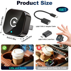 Adaptateur pour carplay et android auto sans fil 2 en 1, plug & play | reconnexion automatique, wifi 2,4+5,0 ghz bleutooth 5.0, 