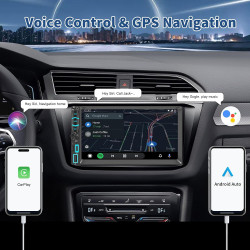 Autoradio 2 din carplay et android auto sans fil, 7 pouces ips écran tactile, poste radio avec caméra de recul, bleutooth, miroi