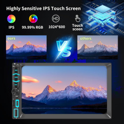 Autoradio 2 din carplay et android auto sans fil, 7 pouces ips écran tactile, poste radio avec caméra de recul, bleutooth, miroi