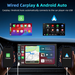 Autoradio 2 din carplay et android auto,6,9 pouces ips écran tactile,2 din carplay wirouge avec bluetooth navigation gps mirror 