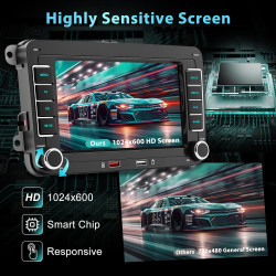 Autoradio pour vw golf 5 6 passat tiguan jetta touran polo caddy, écran tactile 7 pouces avec apple carplay et android auto sans