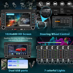 Autoradio pour vw golf 5 6 passat tiguan jetta touran polo caddy, écran tactile 7 pouces avec apple carplay et android auto sans