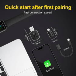 Adaptateur CarPlay sans Fil 2026 pour iPhone, Cle CarPlay Wireless Convertit CarPlay Filaire en Adaptateur sans Fil, Compatible 