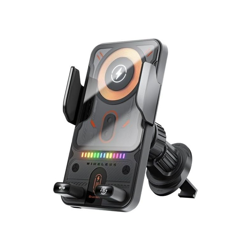 TNSLAND Chargeur de voiture sans fil 15 W et support de téléphone, support de chargeur de voiture sans fil, station de charge in