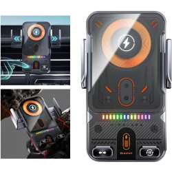 TNSLAND Chargeur de voiture sans fil 15 W et support de téléphone, support de chargeur de voiture sans fil, station de charge in