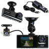 Dashcam Voiture 3 Caméras 1080P, Ángulo Ultraamplio de 170°, Vision Nocturne IR, G-Capteur, 24H Mode Stationnement, VEnregistrem