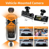 Dashcam Voiture 3 Caméras 1080P, Ángulo Ultraamplio de 170°, Vision Nocturne IR, G-Capteur, 24H Mode Stationnement, VEnregistrem