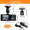 Dashcam Voiture 3 Caméras 1080P, Ángulo Ultraamplio de 170°, Vision Nocturne IR, G-Capteur, 24H Mode Stationnement, VEnregistrem