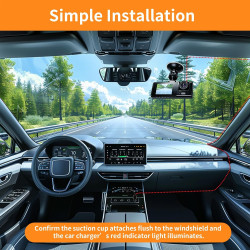 Dashcam Voiture 3 Caméras 1080P, Ángulo Ultraamplio de 170°, Vision Nocturne IR, G-Capteur, 24H Mode Stationnement, VEnregistrem