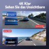 Dashcam Voiture Avant Arriere 4k/1080p,4 Canaux Caméra Embarquée Voiture Avec Carte Sd 64g,Écran Ips 3",24h Mode Parking,Grand A