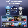 Dashcam Voiture Avant Arriere 4k/1080p,4 Canaux Caméra Embarquée Voiture Avec Carte Sd 64g,Écran Ips 3",24h Mode Parking,Grand A
