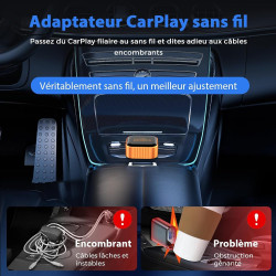 Mini Adaptateur CarPlay sans Fil : 2 en 1 CarPlay et Android Auto Wireless Adapter Connexion Rapide Stable et sans Retard-Dongle