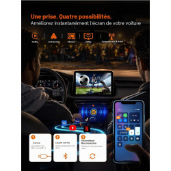 Adaptateur carplay sans fil 4-en-1 pour apple carplay & android auto, airplay & mirrorlink, diffusion d' écran voiture, wifi 5.8