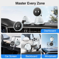 Tounee Support Voiture MagSafe, Aspiration 40kg Aimant 1540g, réglable 360° Tableau Bord, Compatible iPhone 12-17 Pro Max Air Pl