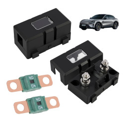 2 Pièces Fusibles Midi 40A et Porte-Fusibles ANS, Fusible Voiture, Haute Tension 12V-58V, Compatible avec Voitures, Camions, Véh