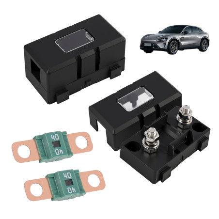 2 Pièces Fusibles Midi 40A et Porte-Fusibles ANS, Fusible Voiture, Haute Tension 12V-58V, Compatible avec Voitures, Camions, Véh