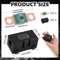 2 Pièces Fusibles Midi 40A et Porte-Fusibles ANS, Fusible Voiture, Haute Tension 12V-58V, Compatible avec Voitures, Camions, Véh