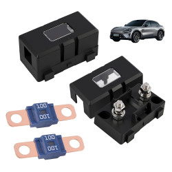 2 Pièces Fusibles Midi 100A et Porte-Fusibles ANS, Fusible Voiture, Haute Tension 12V-58V, Compatible avec Voitures, Camions, Vé