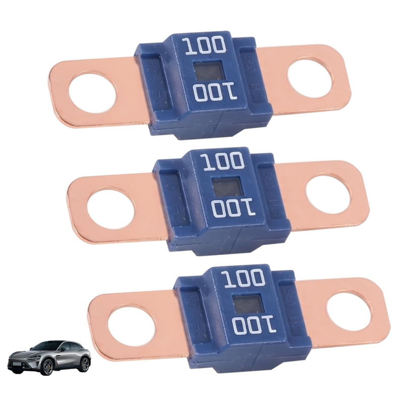 3 Pièces Fusibles Midi 100A, Fusible Voiture, Haute Tension 12V-58V, Compatible avec Voitures, Camions, Véhicules de Constructio