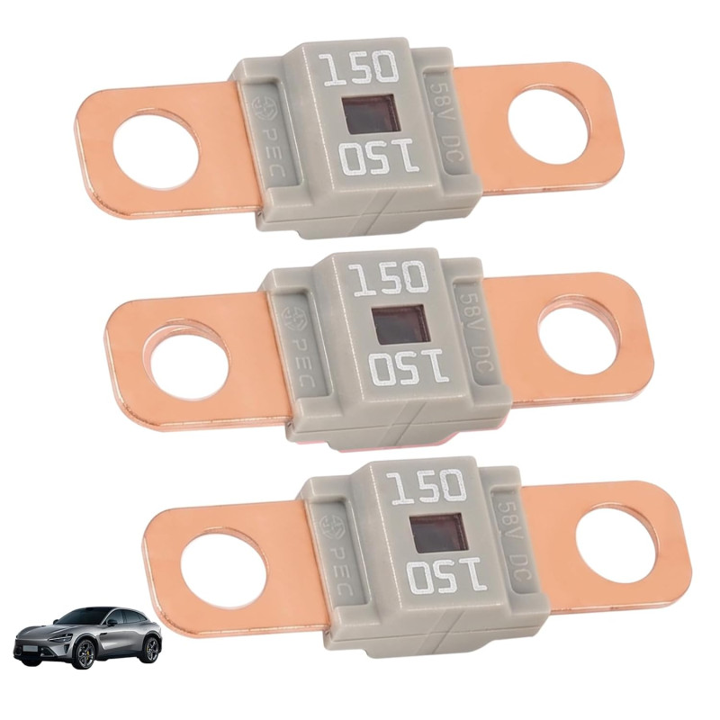 3 Pièces Fusibles Midi 150A, Fusible Voiture, Haute Tension 12V-58V, Compatible avec Voitures, Camions, Véhicules de Constructio