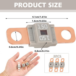 3 Pièces Fusibles Midi 150A, Fusible Voiture, Haute Tension 12V-58V, Compatible avec Voitures, Camions, Véhicules de Constructio