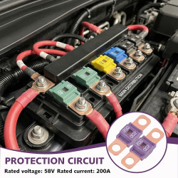 3 Pièces Fusibles Midi 200A, Fusible Voiture, Haute Tension 12V-58V, Compatible avec Voitures, Camions, Véhicules de Constructio