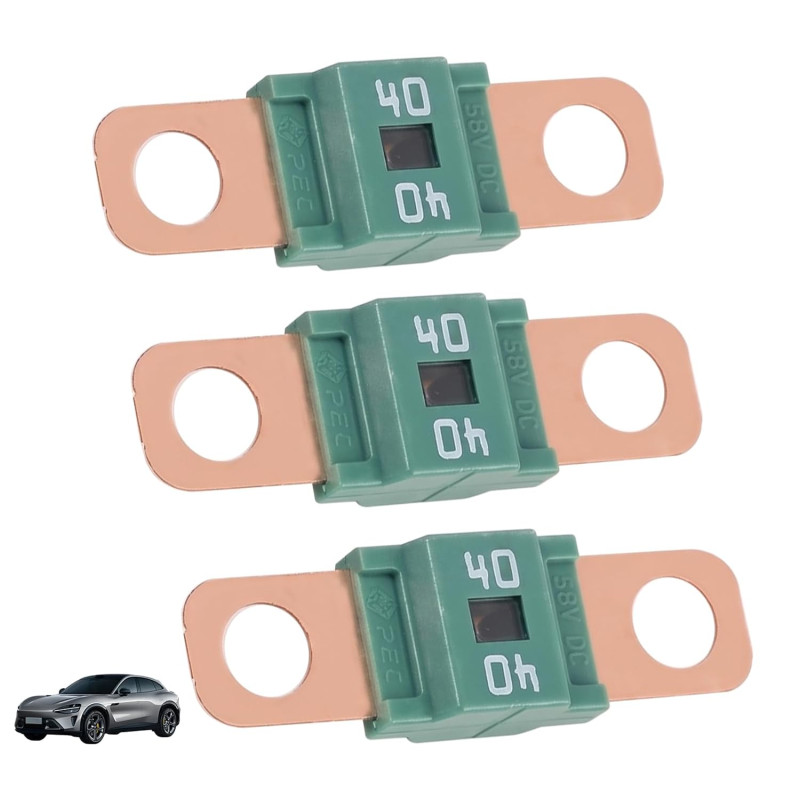 3 Pièces Fusibles Midi 40A, Fusible Voiture, Haute Tension 12V-58V, Compatible avec Voitures, Camions, Véhicules de Construction