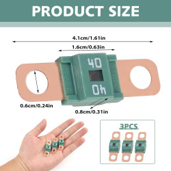 3 Pièces Fusibles Midi 40A, Fusible Voiture, Haute Tension 12V-58V, Compatible avec Voitures, Camions, Véhicules de Construction