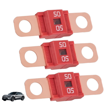 3 Pièces Fusibles Midi 50A, Fusible Voiture, Haute Tension 12V-58V, Compatible avec Voitures, Camions, Véhicules de Construction