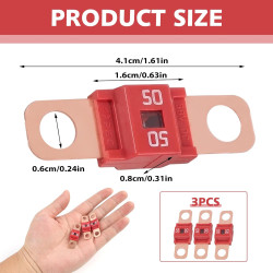 3 Pièces Fusibles Midi 50A, Fusible Voiture, Haute Tension 12V-58V, Compatible avec Voitures, Camions, Véhicules de Construction