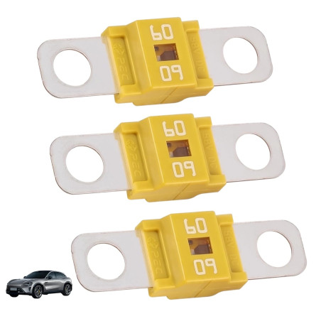 3 Pièces Fusibles Midi 60A, Fusible Voiture, Haute Tension 12V-58V, Compatible avec Voitures, Camions, Véhicules de Construction
