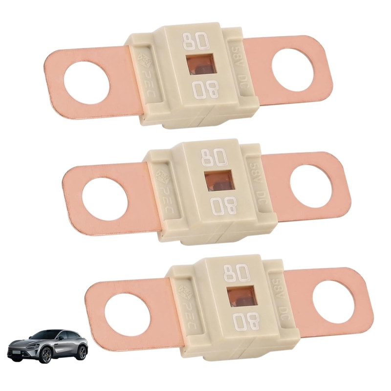 3 Pièces Fusibles Midi 80A, Fusible Voiture, Haute Tension 12V-58V, Compatible avec Voitures, Camions, Véhicules de Construction