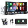 Autoradio 1 din bleutooth avec sans fil carplay et android auto - 6,86 pouces hd ecran tactile,wireless autoradio avec caméra de