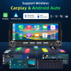 Autoradio 1 din bleutooth avec sans fil carplay et android auto - 6,86 pouces hd ecran tactile,wireless autoradio avec caméra de